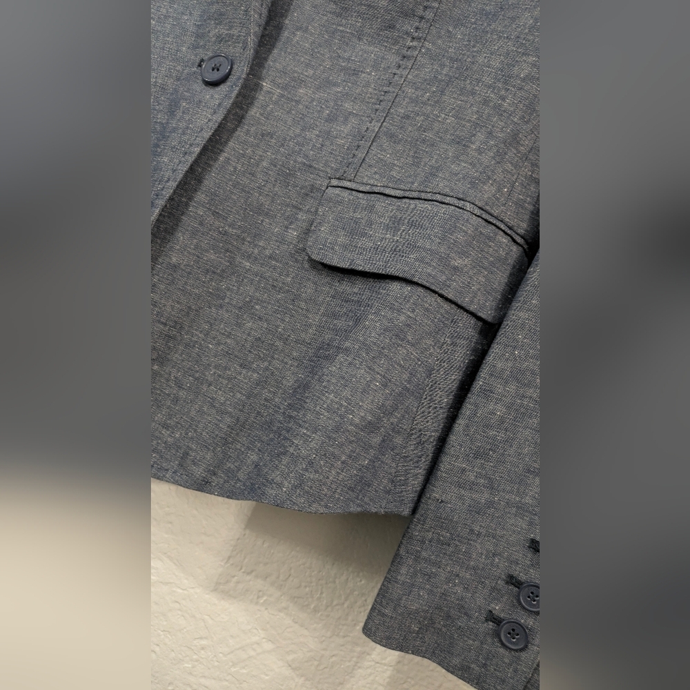 Calvin Klein Cotton Linen One Button Closure Fully Lined Women's Blazer Size 12P - Picture 4 of 9